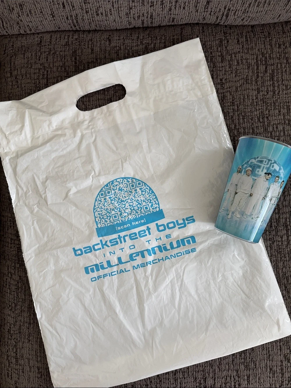 Backstreet Boys Into the Millennium Sphere Las Vegas Plastic Cup and Plastic Bag